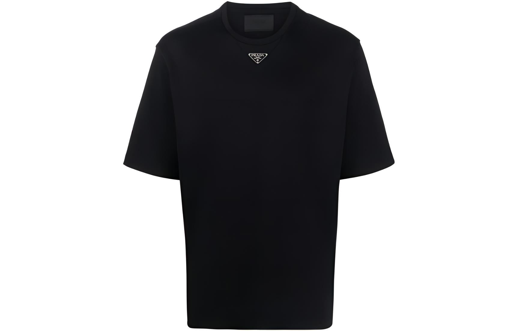 PRADA  Black Logo Crewneck Relaxed Fit T-Shirt. UJN86-1240-F0002