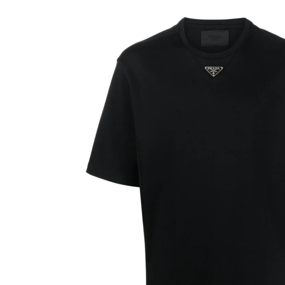 Details for PRADA  Black Logo Crewneck Relaxed Fit T-Shirt. UJN86-1240-F0002