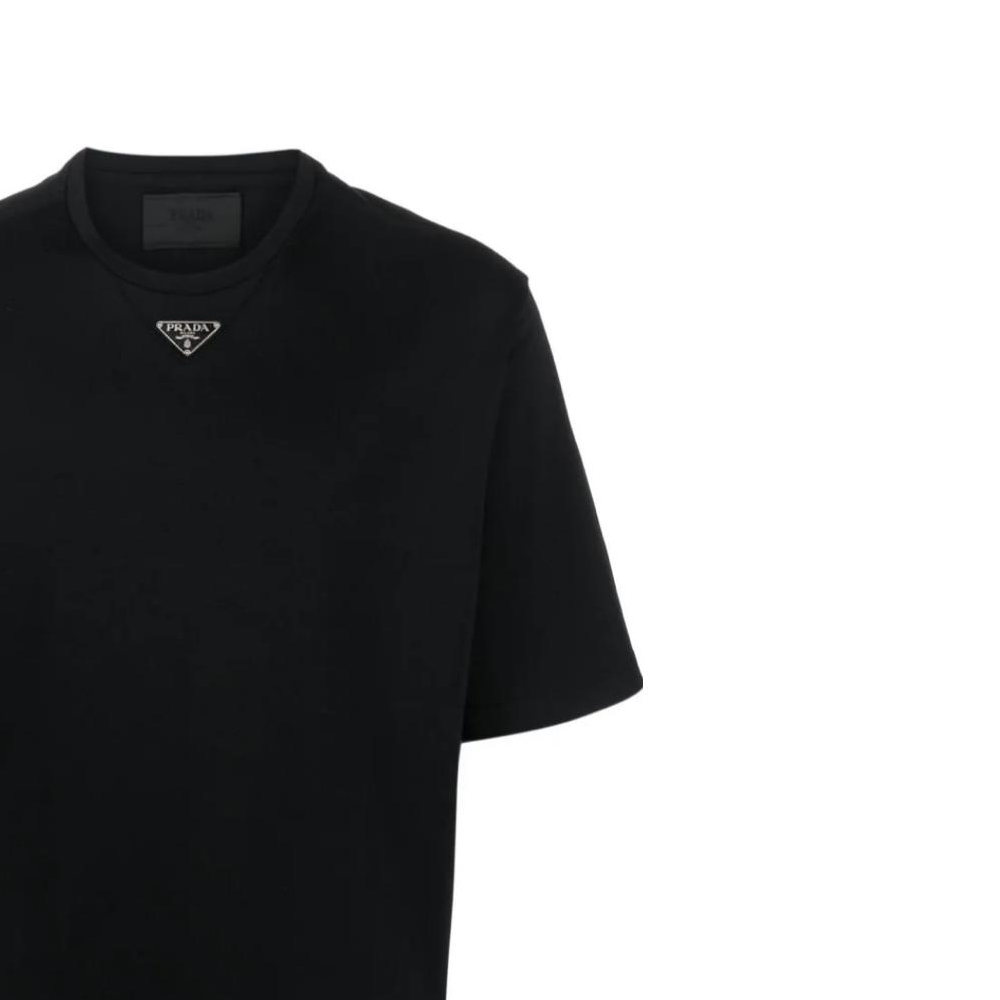 Sizing PRADA  Black Logo Crewneck Relaxed Fit T-Shirt. UJN86-1240-F0002