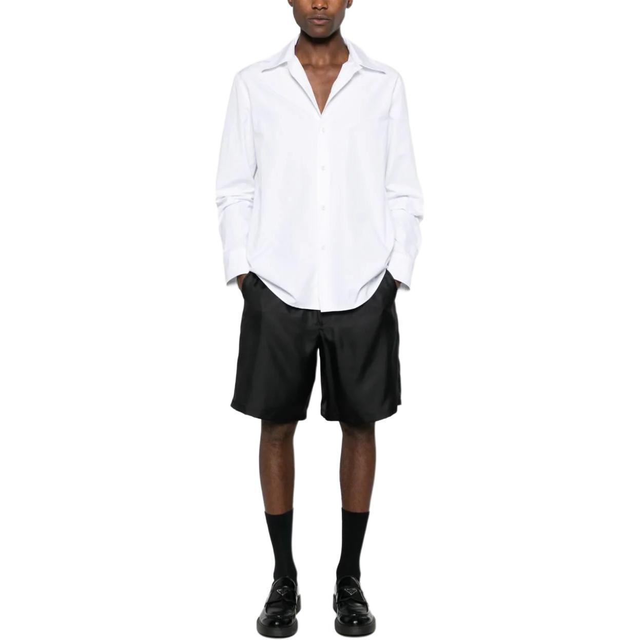 Lookbook 普拉达 黑色徽标松紧腰直筒休闲短裤 SPH3761QWCF0002