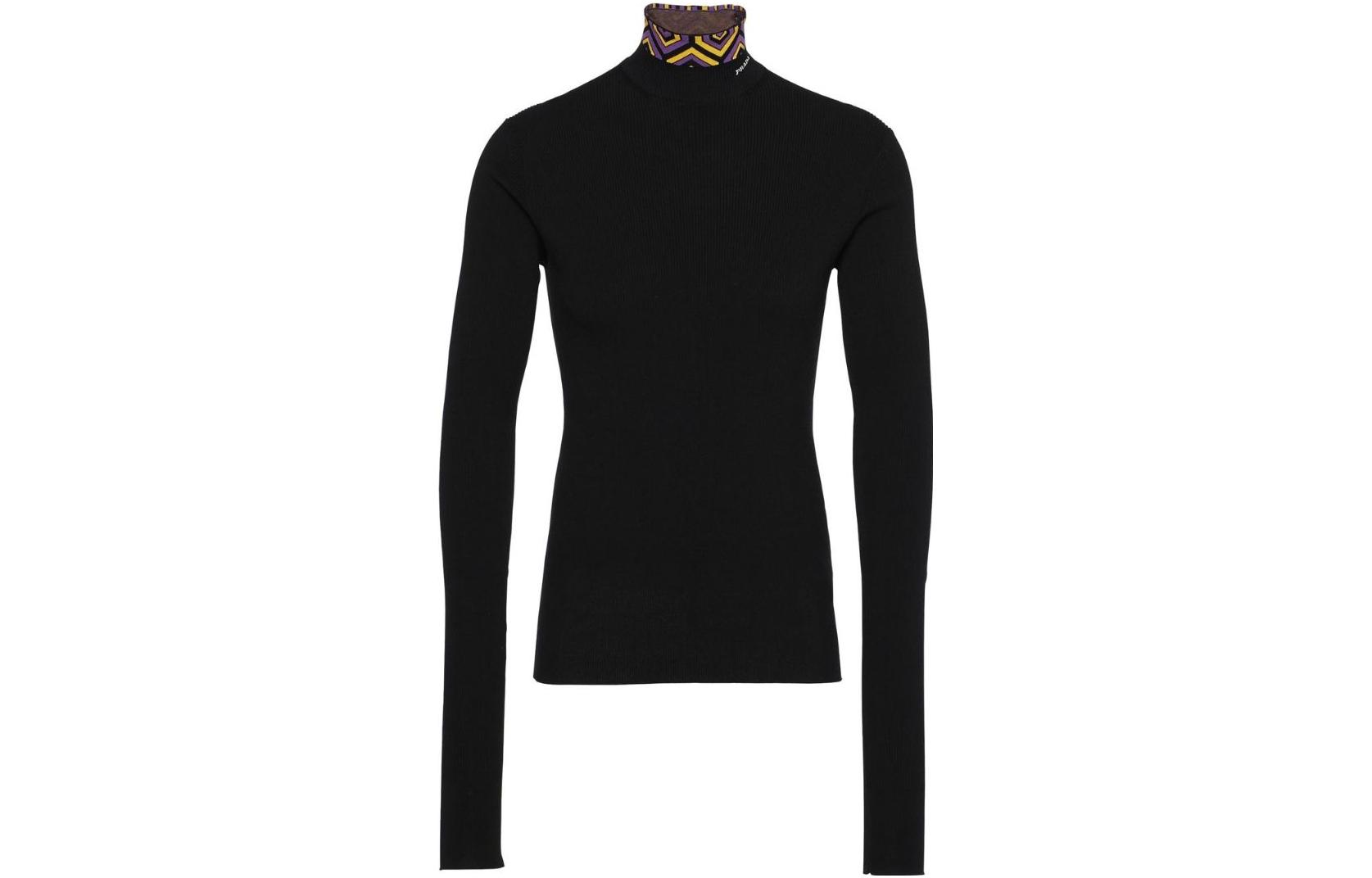 Order PRADA 黑色標誌提花高領毛衣 UMR527-11KL-F0F2P-S-222