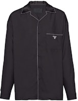 PRADA Black Logo Print Contrast Stitch Long Sleeve Shirt SC737-10HX-F0002-S-OOO PRADA Black Logo Print Contrast Stitch Long Sleeve Shirt SC737-10HX-F0002-S-OOO
