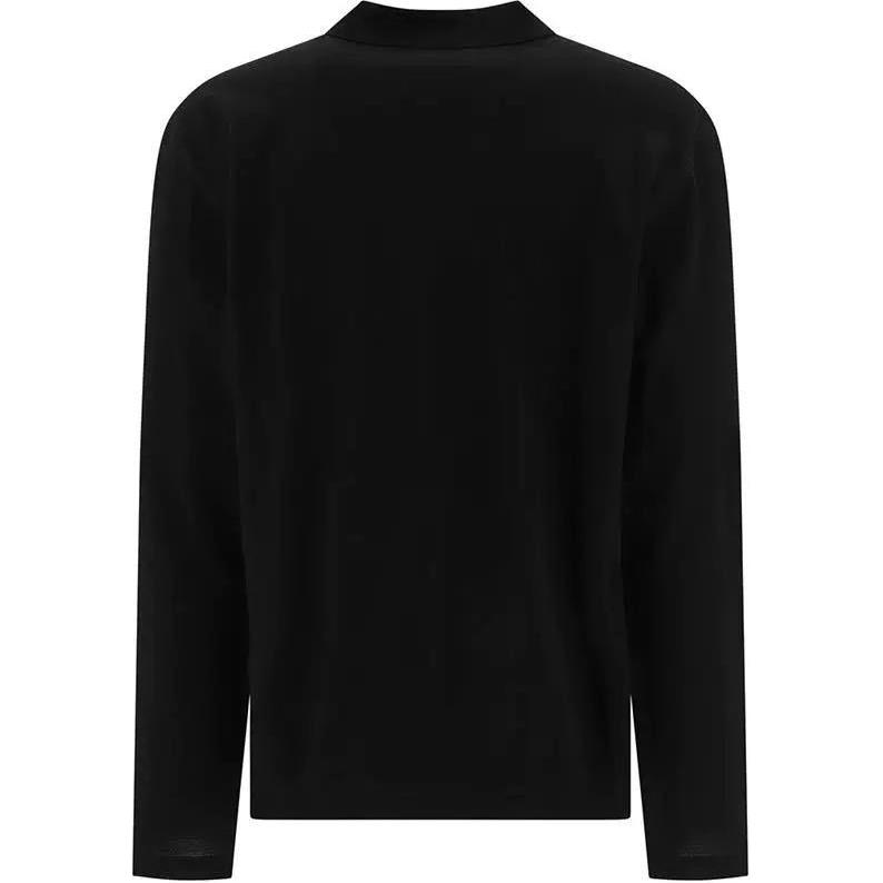 Lookbook PRADA  Black Long Sleeve Polo Shirt with Logo Triangle Patch. UJL59B-1YR4-F0002-S-OOO