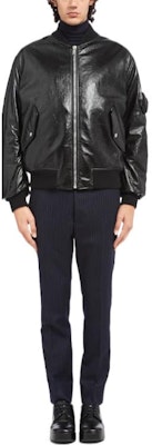 PRADA Black Nappa Leather Bomber Jacket with Baseball Collar. UPW399-1ZFE-F0002 Lookbook PRADA Black Nappa Leather Bomber Jacket with Baseball Collar. UPW399-1ZFE-F0002