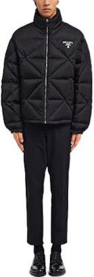 PRADA Black Puffer Jacket with Hidden Hood and Stand Collar SGB803-1WQ8-F0002-S-202 Lookbook PRADA Black Puffer Jacket with Hidden Hood and Stand Collar SGB803-1WQ8-F0002-S-202