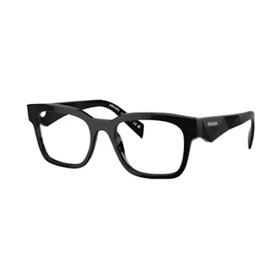 PRADA Black Rectangle Acetate Optical Glasses Frame (No Lenses). PRA10V16K1O1