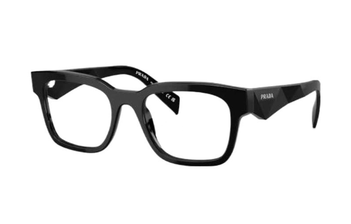Order Montura de gafas ópticas rectangulares negras de acetato PRADA (sin lentes). PRA10V16K1O1