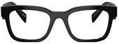 Lookbook Montura de gafas ópticas rectangulares negras de acetato PRADA (sin lentes). PRA10V16K1O1