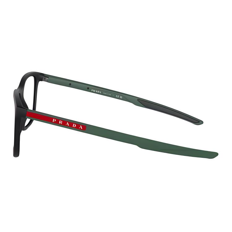 Shop PRADA 黑色金属矩形尼龙光学眼镜附标志款式 PS07OV1BO1O1