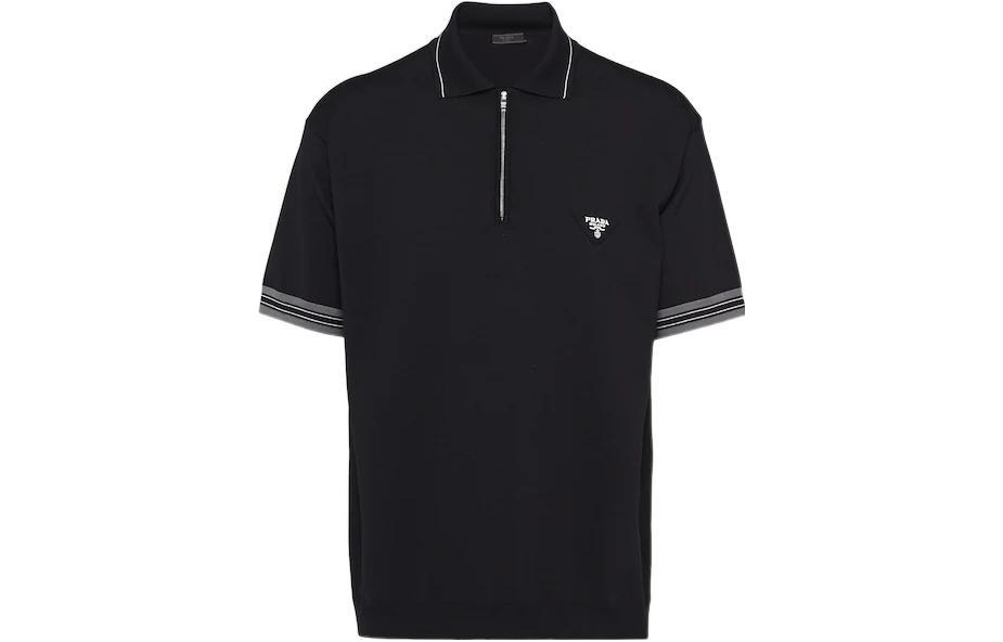 Order PRADA Polo Negra de Manga Corta con Logo Frontal Estampado. UMB488-12D8-F0002-S-231