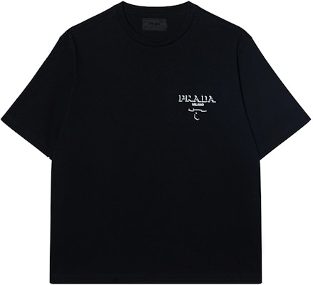 프라다 블랙 로고 프린트 크루넥 반팔 티셔츠 UJN896-14K7-F0002-S-OOO Buy 프라다 블랙 로고 프린트 크루넥 반팔 티셔츠 UJN896-14K7-F0002-S-OOO