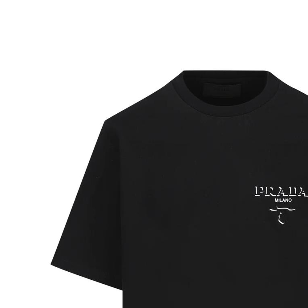 Details for 프라다 블랙 로고 프린트 크루넥 반팔 티셔츠 UJN896-14K7-F0002-S-OOO