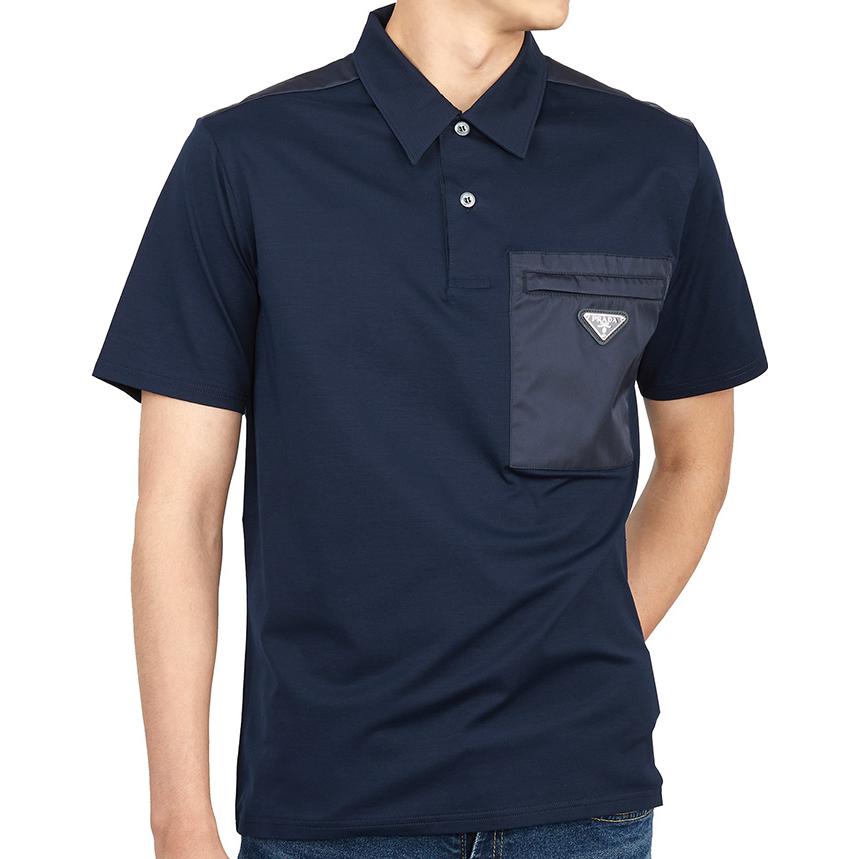 Details for Camiseta Negra de Manga Corta PRADA con Logo y Botones. UJN703-1YED-F044V