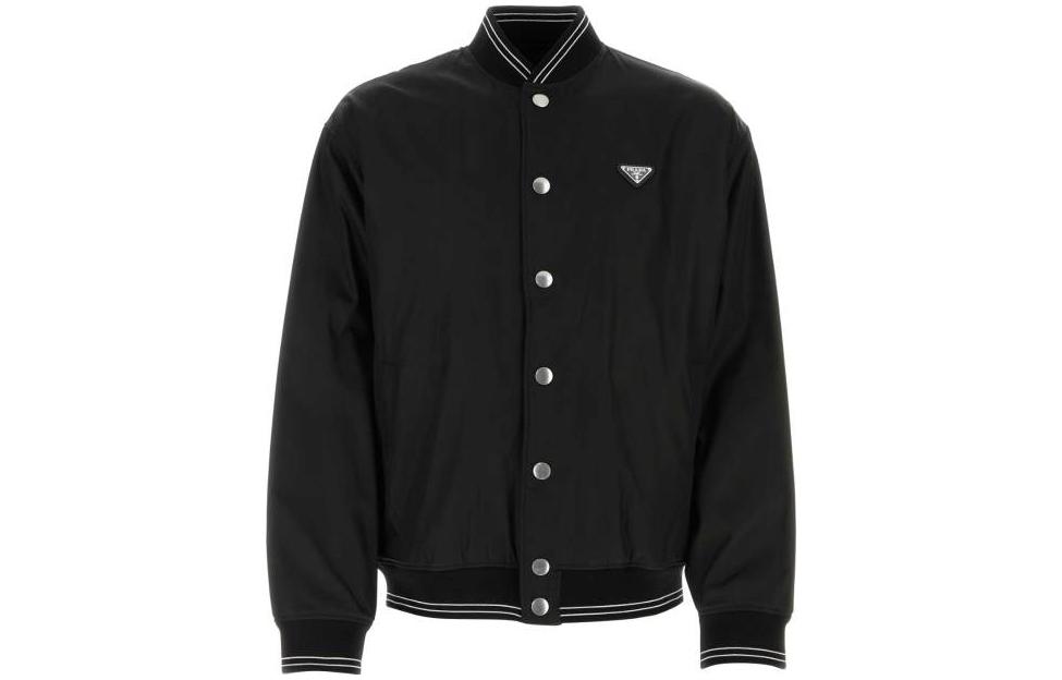 PRADA  Black Single-Breasted Jacket with Striped Trim Long Sleeves. UJL96A-11JE-F0806 圖 2