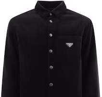 Details for PRADA Kemeja Lengan Panjang Hitam Single-Breasted dengan Detail Logo. SC554M-144R-F0002