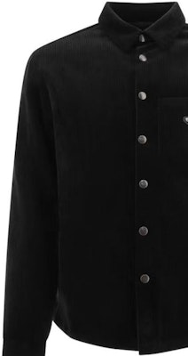 PRADA Baju Lengan Panjang Hitam Single-Breasted dengan Butiran Logo. SC554M-144R-F0002 Cheap PRADA Baju Lengan Panjang Hitam Single-Breasted dengan Butiran Logo. SC554M-144R-F0002