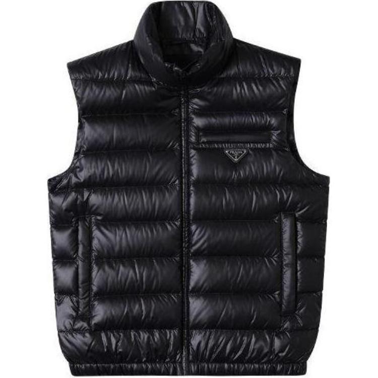 PRADA  Black Sleeveless Solid Color Vest with Logo. PRADASGH06511-F0002