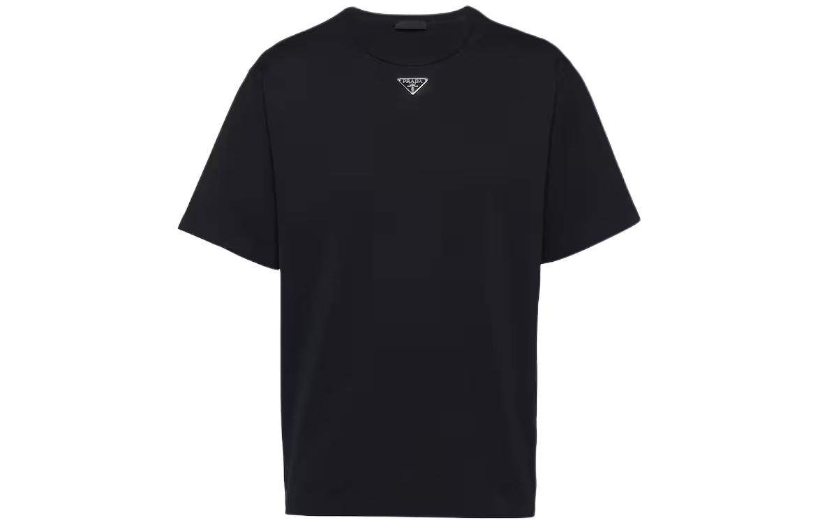 Order PRADA  Black Slim Fit Graphic Back Print Crewneck Short Sleeve T-Shirt UJN861-240-F0002-S-232