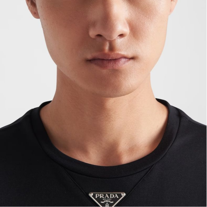 Lookbook PRADA  Black Slim Fit Graphic Back Print Crewneck Short Sleeve T-Shirt UJN861-240-F0002-S-232