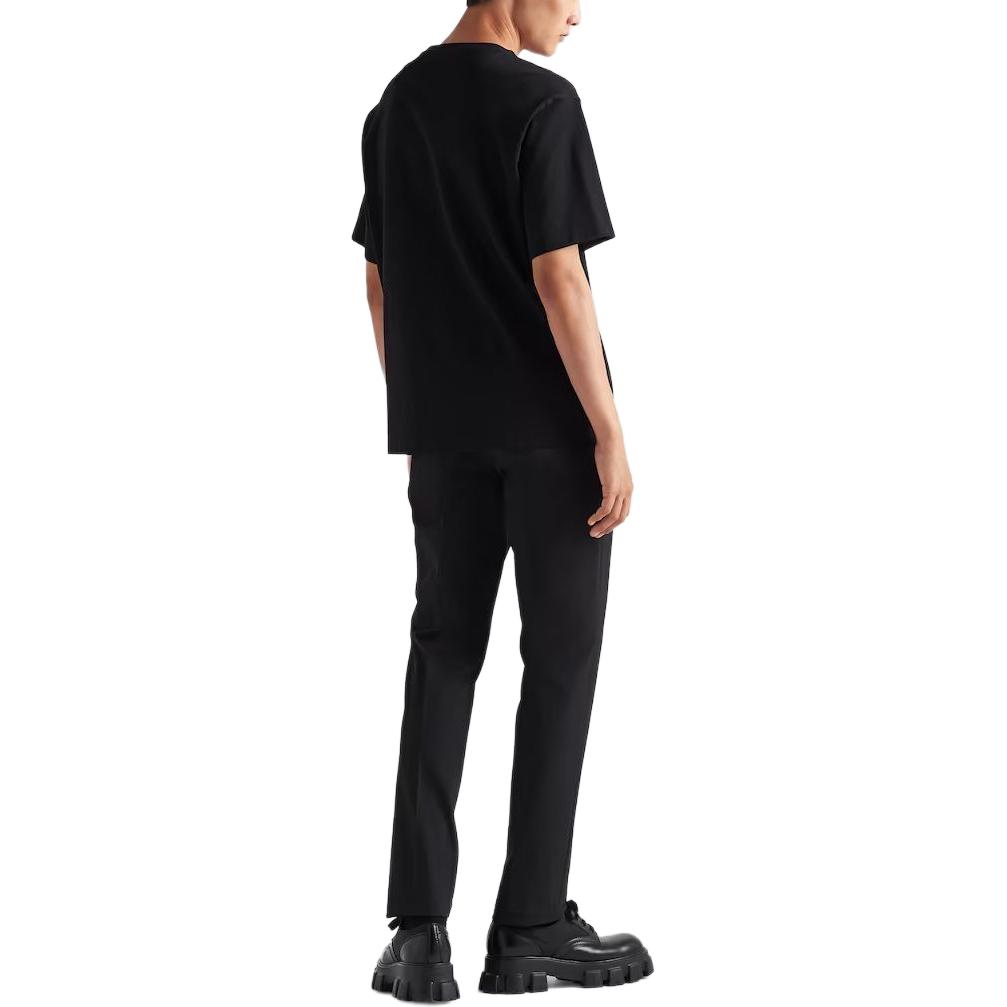 Purchase PRADA  Black Slim Fit Graphic Back Print Crewneck Short Sleeve T-Shirt UJN861-240-F0002-S-232