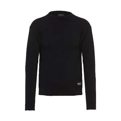 PRADA Black Solid Color Knit Pullover Long-Sleeve Sweater UMB198-1KVZ-F0002