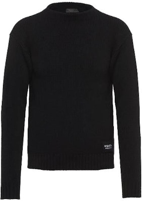 PRADA Baju Sejuk Hitam Lengan Panjang Rajut Warna Solid UMB198-1KVZ-F0002 Order PRADA Baju Sejuk Hitam Lengan Panjang Rajut Warna Solid UMB198-1KVZ-F0002