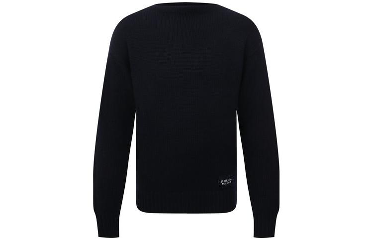 Lookbook PRADA Baju Sejuk Hitam Lengan Panjang Rajut Warna Solid UMB198-1KVZ-F0002