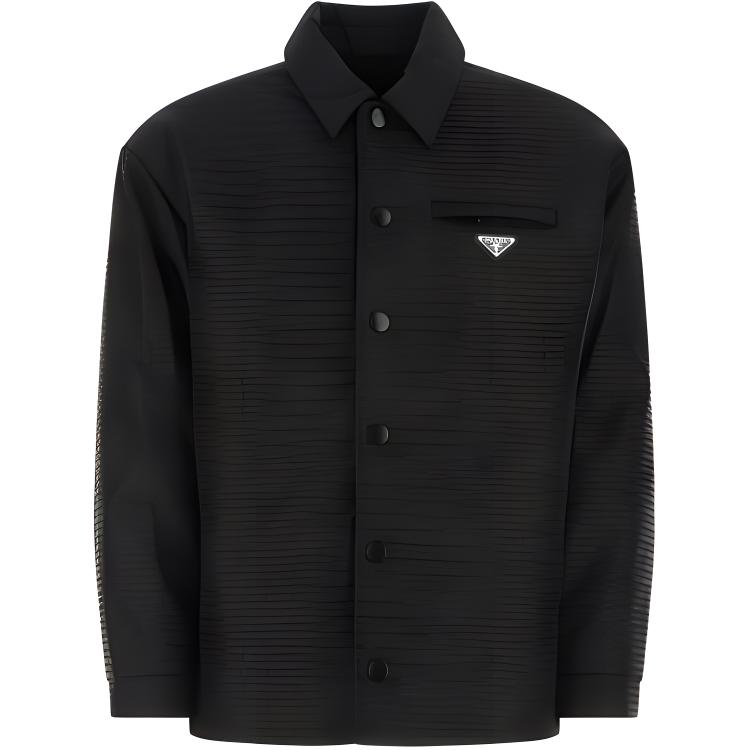 PRADA  Black Solid Color Letter Logo Point Collar Long-Sleeve Jacket. SC615-11FC-F0002-S-221 圖 2