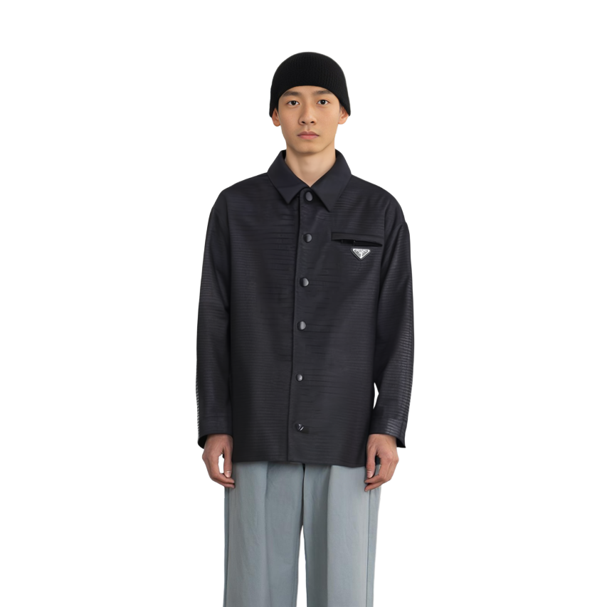 PRADA  Black Solid Color Letter Logo Point Collar Long-Sleeve Jacket. SC615-11FC-F0002-S-221 圖 4