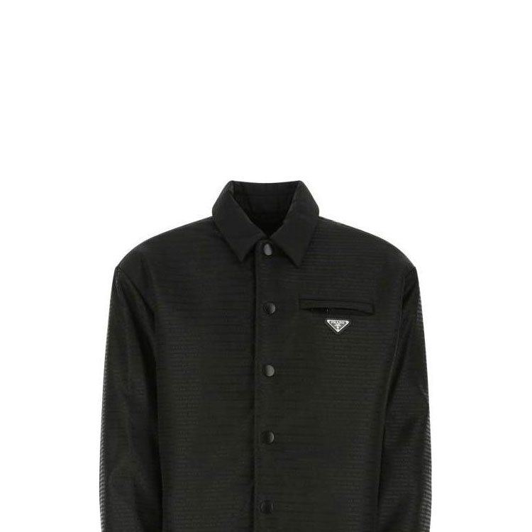 PRADA  Black Solid Color Letter Logo Point Collar Long-Sleeve Jacket. SC615-11FC-F0002-S-221 圖 5