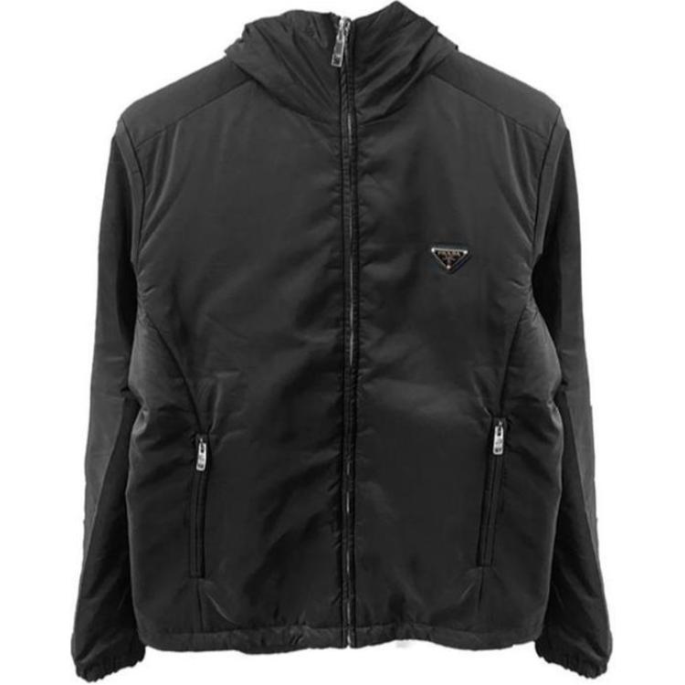 PRADA  Black Solid Color Loose Fit Zipper Hoodie Jacket SGB224-106O-F002L