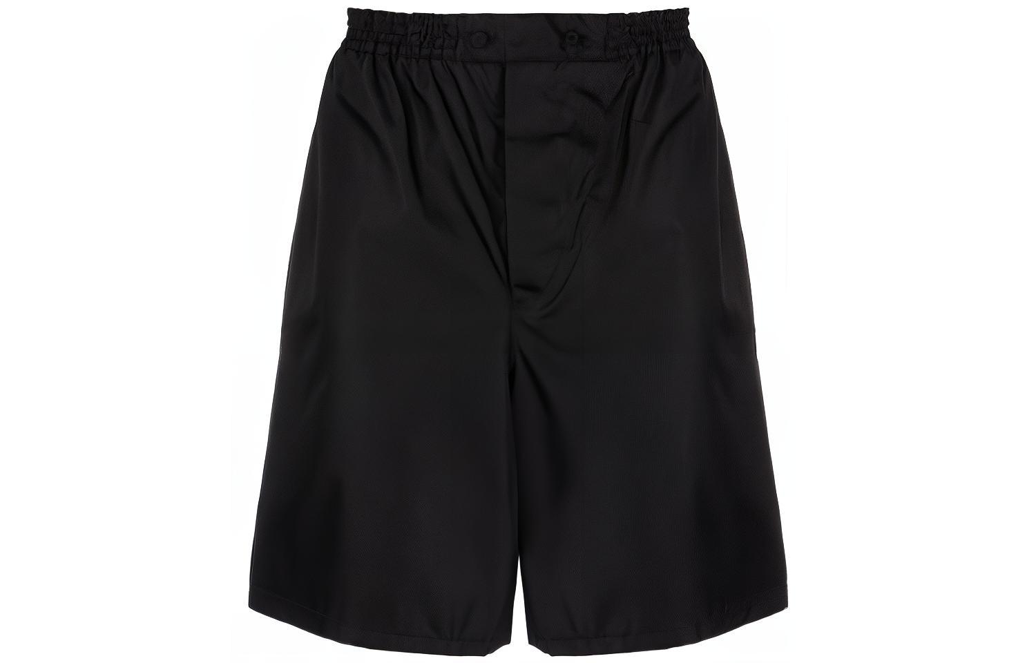 PRADA  Black Solid Color Relaxed Fit Casual Shorts. SPH188-1WQ8-F0002-S-221