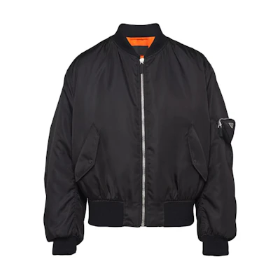 PRADA Black Solid Color Zip-Up Baseball Collar Jacket. SGB903-1WQ8-F0002-S-222