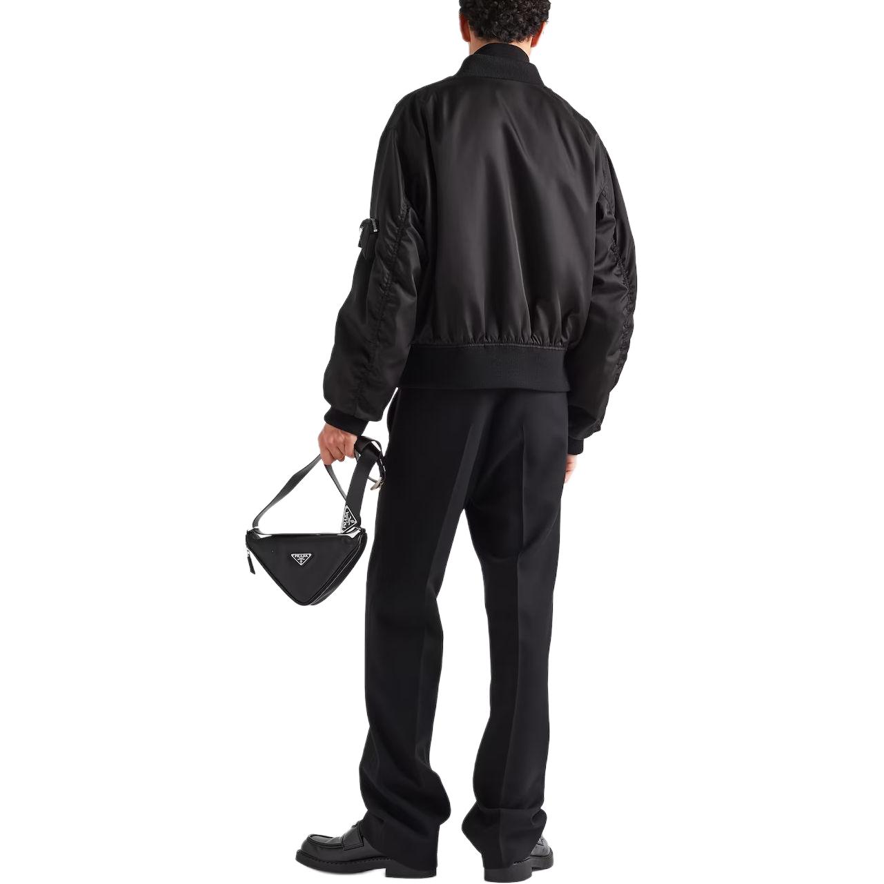 Shop PRADA  Black Solid Color Zip-Up Baseball Collar Jacket. SGB903-1WQ8-F0002-S-222