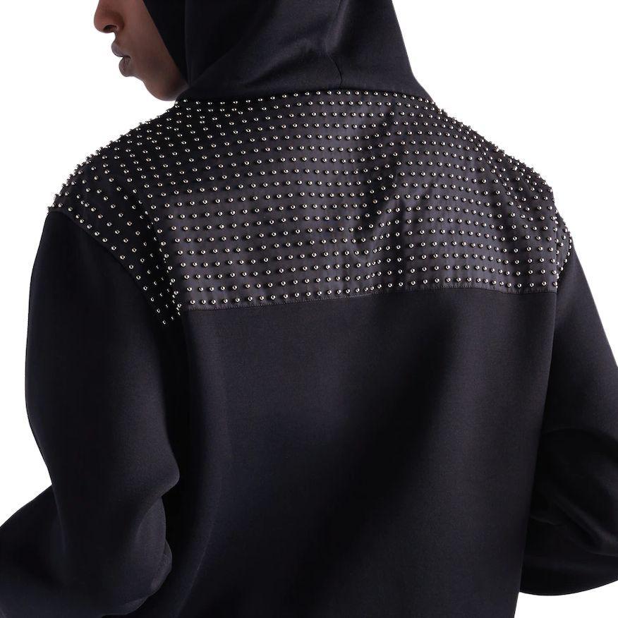 Purchase PRADA  Black Solid Jacket with Rivet Drawstring and Zipper Design UJL208-10AU-F0002-S-221