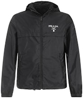 PRADA Black Solid Logo Print Hooded Jacket SGC052-107L-F0002-S-221 PRADA Black Solid Logo Print Hooded Jacket SGC052-107L-F0002-S-221