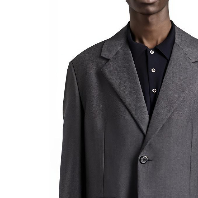 Purchase PRADA  Black Solid Single-Breasted Casual Long Sleeve Blazer Jacket DNA953-1XMY-F0308