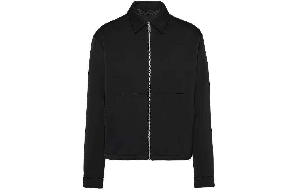 PRADA  Black Solid Zip-Up Collared Long-Sleeve Jacket SGC475-135D-F0002-S-OOO