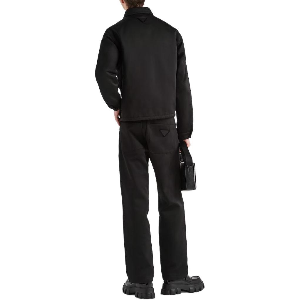 Shop PRADA Jaket Hitam Berzip Berkolar Lengan Panjang. SGC475-135D-F0002-S-OOO