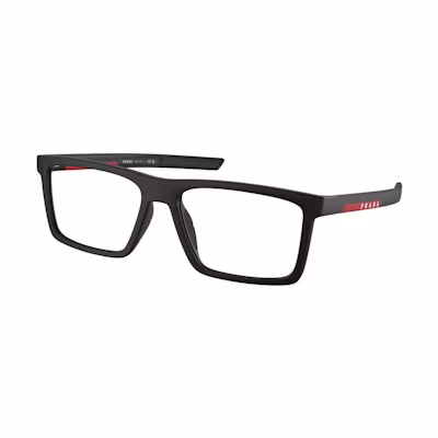 PRADA Black Square Optical Glasses with Logo on Temples. PS02QV1BO1O1