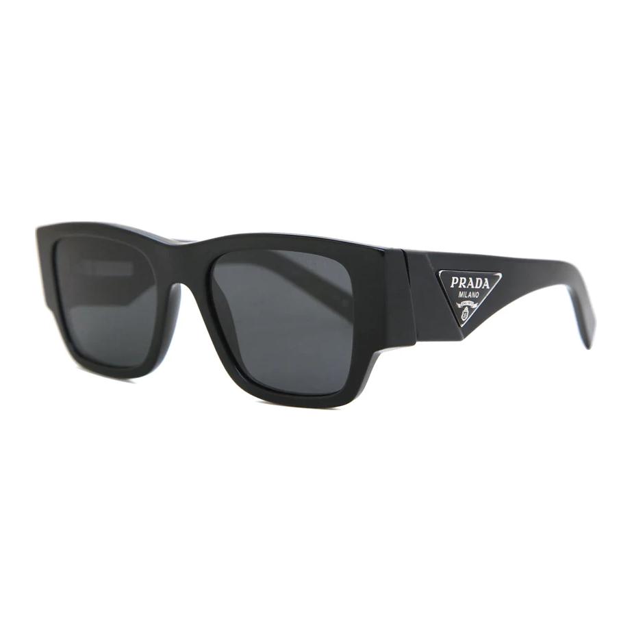 PRADA  Black Sunglasses with Iconic Triangle Logo and Irregular Frame. SPR10Z-1AB5S0
