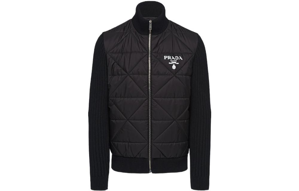 PRADA  Black Zip-Up Logo Jacket with Stand Collar and Long Sleeves SGC022-10KJ-F0002-S-212
