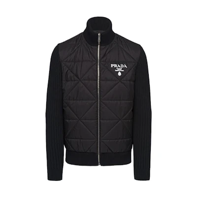 PRADA Black Zip-Up Logo Jacket with Stand Collar and Long Sleeves SGC022-10KJ-F0002-S-212