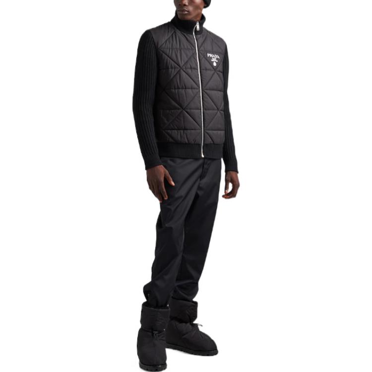 Lookbook PRADA  Black Zip-Up Logo Jacket with Stand Collar and Long Sleeves SGC022-10KJ-F0002-S-212