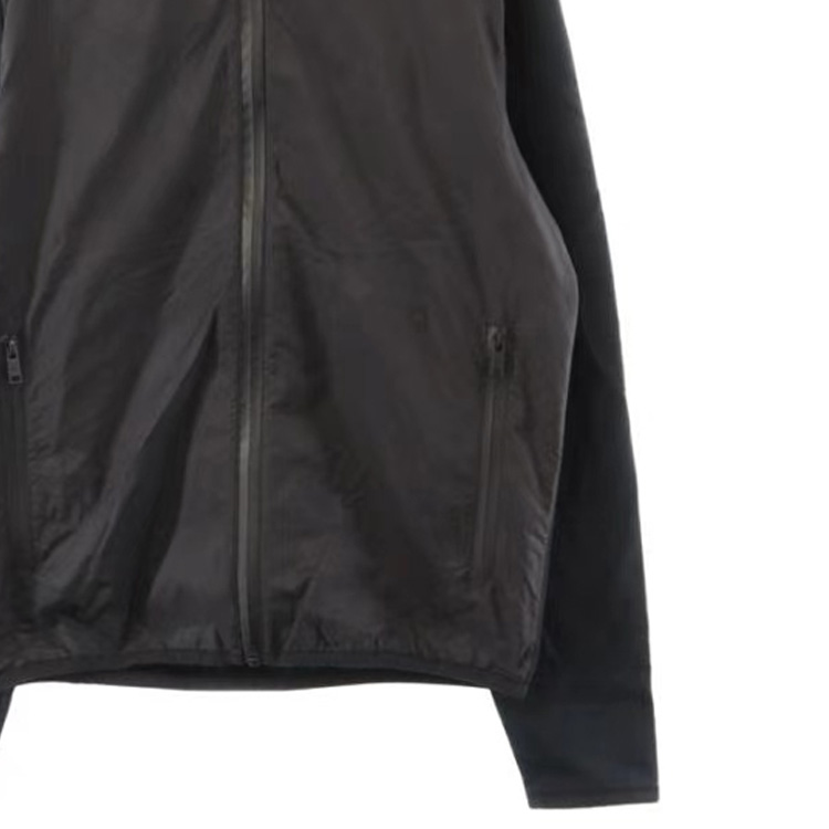 Shop PRADA 黑色拼布拉鍊高領休閒外套 SJC567-R191-Q86