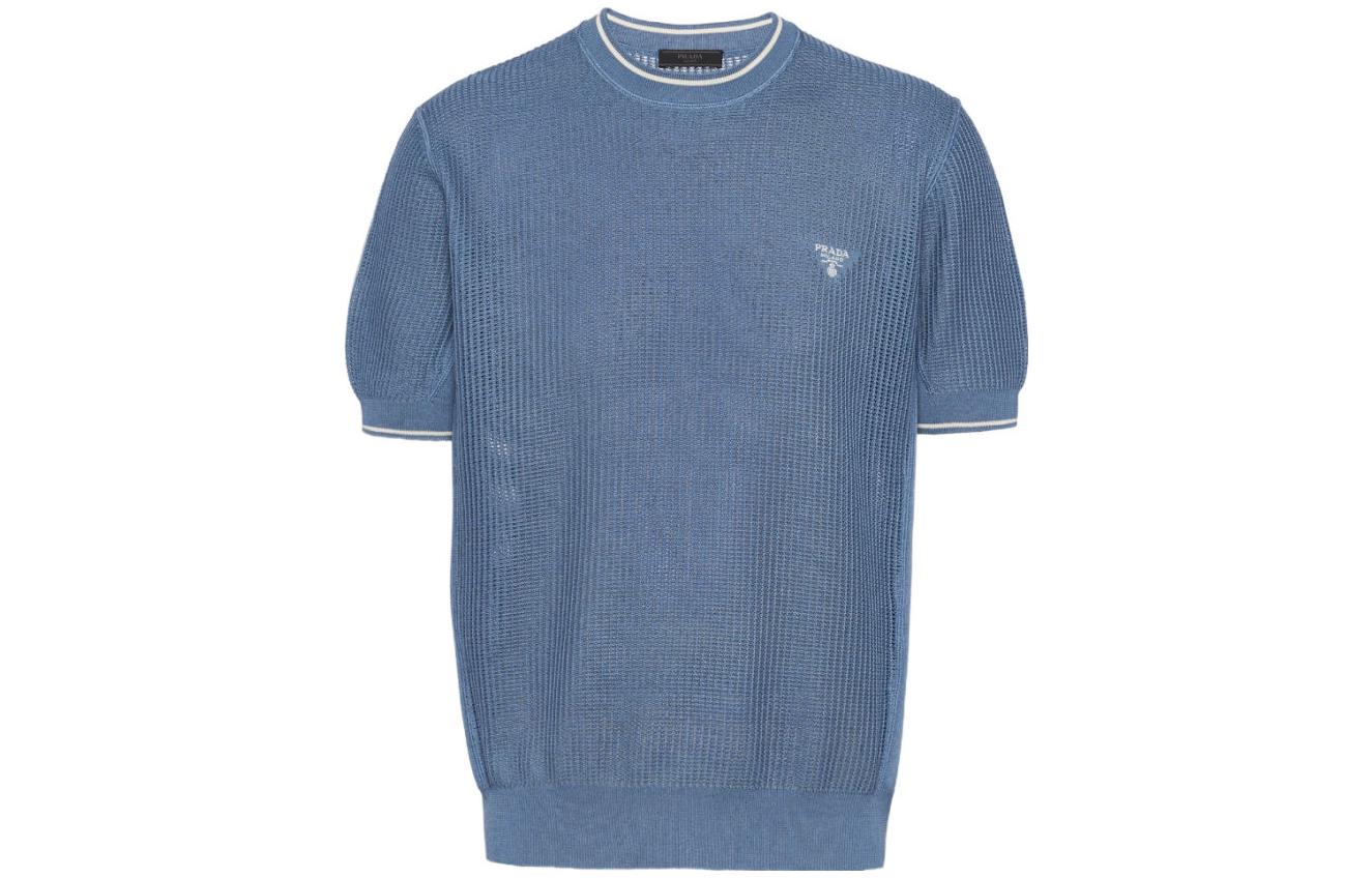 PRADA  Blue Logo Crewneck Short-Sleeve Sweater. UMB561-13BO-F0154-S-232 圖 2