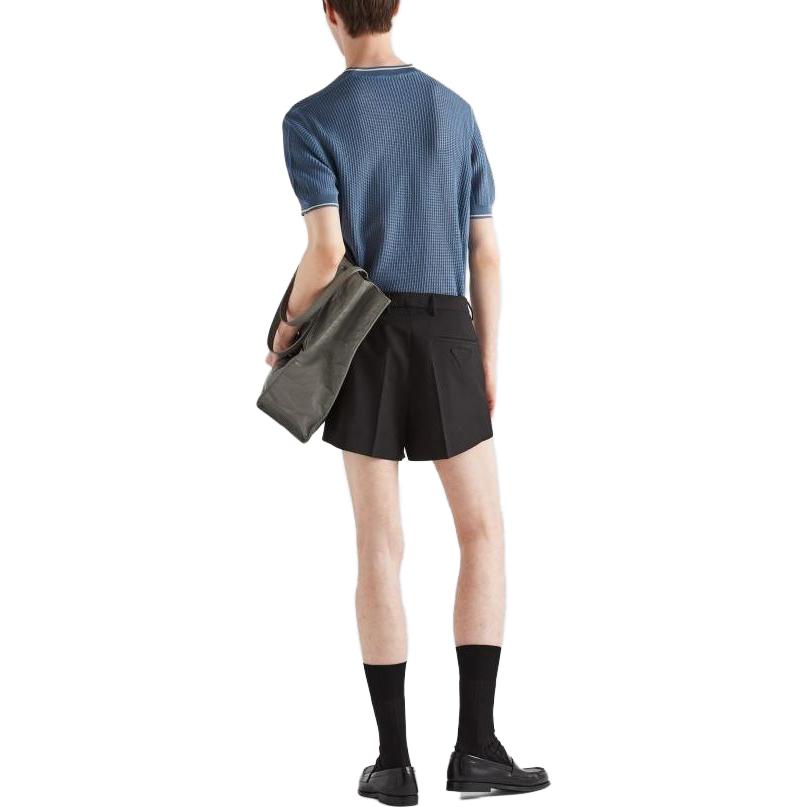 PRADA  Blue Logo Crewneck Short-Sleeve Sweater. UMB561-13BO-F0154-S-232 圖 4