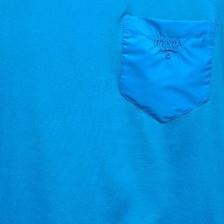 PRADA  Blue Logo Embroidered Pocket Crew Neck T-Shirt. UJN587-1UOQ-F0OGV-S-192 圖 6