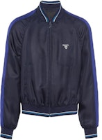 PRADA Blue Logo Print Striped Zip-Up Jacket. SGB994-1QWC-F0008-S-221 PRADA Blue Logo Print Striped Zip-Up Jacket. SGB994-1QWC-F0008-S-221