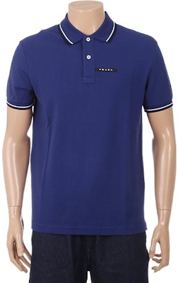 普拉达 蓝色条纹领标短袖POLO衫 SJN256-322-F0AHG Shop 普拉达 蓝色条纹领标短袖POLO衫 SJN256-322-F0AHG